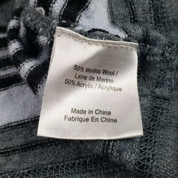 Obermeyer Merino Wool Blend Sweater Womens Large Gray Striped Ski Pullover - Picture 9 of 9